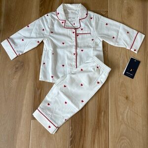 Petit Lem White and Red Heart Pajama Set